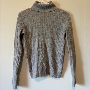 J. Crew Heather Gray Cable Knit Turtleneck
